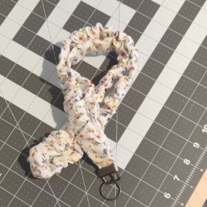 White Floral Scrunchie Lanyard